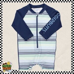 RuggedButts Baby Boy Long Sleeve Swimsuit 3-6M Stripe Rash Guard